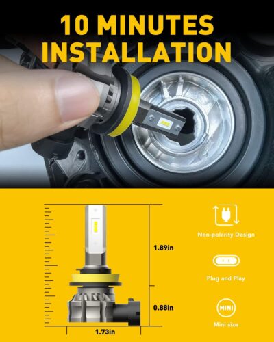 AUXITO H11/H8/H16 LED Fog Light Bulbs or DRL, 6000 Lumens 6500K Cool White Light, 300% Brightness, CSP LED Chips Fog Lamps Replacement for Cars, Play and Plug (Pack of 2) - Image 5