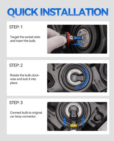 H11 Headlight Bulb H11 Halogen Bulbs No Flashing 12V 55W 5000K Xenon White, 2 Pack - Image 7