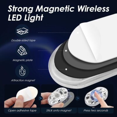 4PCS Wireless Led Lights for Car with Remote,8 Colors Car Interior Lights,Portable Rechargeable Led Night Light,Music Sync Color Change Lights. - Image 6