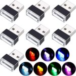 7 Pieces Mini USB LED Light Car Interior Lights USB LED Atmosphere Lamp Light Plug-in 5V Universal USB Light Interior Ambient Lighting Kit for Cars Laptops Night Led Lights Decoration (7 Colors)