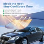 Windshield Sun Shade, Reflective Sunshade for Car Windshield with Mirror Cut-Out, Blocks 99% UV Rays & Keeps Vehicle Cool, Fits Cars, Trucks, SUVs & Vans, Fade-Resistant, (Medium) - Image 2