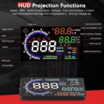 5.5" Windshield Head Up Display for Car,OBDII/EUOBD Interface Plug Car Hud Screen with Water Temperature, Mileage, RPM, Multiple Alarms - Image 3