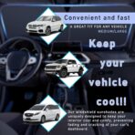 Ziciner 2 PCS Car Windshield Sun Shade, Auto Sun Heat and UV Rays Blocker, 28"×31" Foldable Automotive Front Window Sunshade Protector, Universal Vehicle Interior Accessories (Silver-M) - Image 6