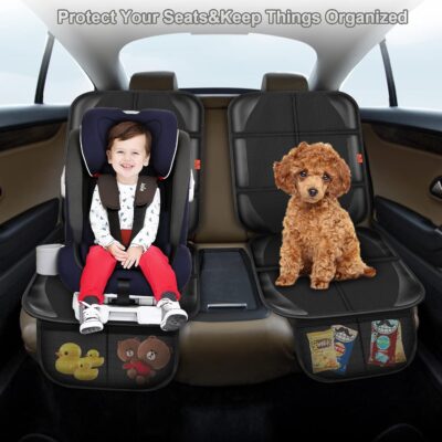 Car Seat Protector,Auto Car Seat Protectors Baby Carseat Waterproof & Durable 600D Fabric for Child Baby Car Seat Mat Vehicle Pet Cover 2 Storage Pockets (2 Pack) - Image 6