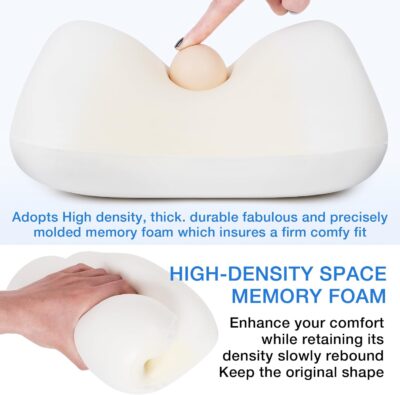 2 Pack Car Neck Pillow, Softness Leather Car Headrest Pillow, 100% Memory Foam and Breathable Removable Cover, Neck Support Head Pillow for Ergonomic Design (Black) - Image 3