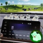 6Pcs Cute Luminous Cow Car Dashboard Decor Set- Cars Rearview Mirror/Dashboard/Touchscreen Top Funny Adorable Auto Rear View Mini Cows Ornament (Clear White)