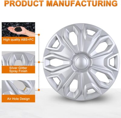 Nilight Wheel Cover Hubcaps 16 Inch for Ford Transit 150 250 350 350HD 2015 16 17 18 19 20 21 22 23 24 2025 Steel Wheel with 5 Lug 16 Hub Caps Set of 4 Rim Protector Wheel Covers Replacement, Silver - Image 5