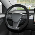 Frani Nappa Leather Steering Wheel Cover,Universal Fit 15 Inch-Premium Non-Slip Breathable Comfort Grip for Cars Trucks SUVs,Anti-Slip Durable Interior Upgrade Black