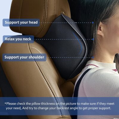 Car Neck Pillow for Driving, Soft Car Neck Pillow Memory Foam Neck Support Pillow, Comfortable Ergonomic Design for Travel, Cervical Support and Neck Pain Relief (Black, 1Pcs) - Image 4
