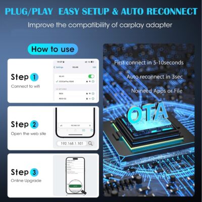 Mini Wireless Carplay Adapter for Apple iPhone,Plug and Play Easy Setup Automatic Reconnect,Convert Wired to Wireless Carplay Adapter Dongle,for Car Play 2016+ & iPhone iOS 10+ (USB A) Grey01 - Image 9