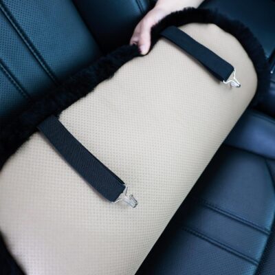 OGLAND 20 inchs Fluffy Genuine Australia Sheepskin Car Seat Cover for Auto Interior Accessories with Soft Fuzzy Wool Natural Fur Non-Slip (Black, Front 20 * 20inchs) - Image 5