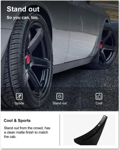 KIWI MASTER Mud Flaps Splash Guards for 2015-2023 Dodge Challenger Accessories Replace OEM # 82214141 82214142 Front & Rear Fender Flaps Heavy Duty Molded - Image 5