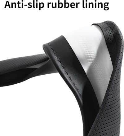 Steering Wheel Cover, Universal 15 inch, Faux Leather Steering Wheel Protector, Anti-Slip, Breathable & Heating-Compatible for Cars Trucks SUVs Vans - Image 5