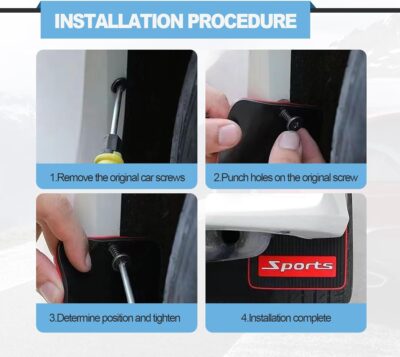 4PCS Car Mud Flaps Rubber Mudguard Soft No Collision Front and Rear Fender Splash Guards Mud Flaps, Universal for Cars SUV, Short - Image 7