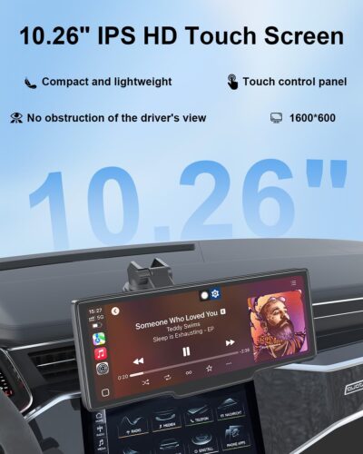 HK5 Carplay Screen for Car, 10.26’’ HD Wireless Apple Carplay & Android Auto Touchscreen with Backup Camera, Car Play Screen iOS 26 Compatible, GPS Navigation/Mirror Link/Siri/FM (No Front Camera) - Image 4