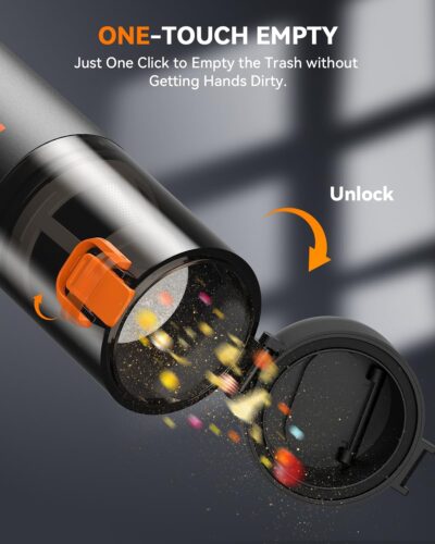 Car Vacuum, Handheld Vacuum Cordless with 21000Pa Powerful Suction & 3 Modes, 4-in-1 Portable Hand Held Mini Vacuum Cleaner Rechargeable, Ultra Light for Car Home Office (Black) - Image 8