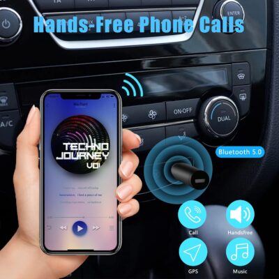 Bluetooth Aux Adapter, Wireless Bluetooth Car Adapter, Mini Portable 3.5mm Aux Receiver for Car, Headphones, Home Stereo Music System (Black) - Image 2