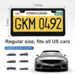 2 Pack License Plate Frames, Stainless Steel Car License Plate Cover Car Accessories with Screw Caps (Black) - Image 2