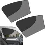 Shakas 2 PCS Side Window Shade, Semi-Shading Semi-Permeable Anti-Glare Heat-Insulating Protective Curtains for Driver, Adsorption-Type Window Free-Lifting Privacy Covers, for Most Cars (Black)