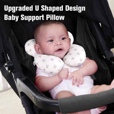 KAKIBLIN Baby Travel Pillow, Baby Neck Pillows for Car Seat, Upgraded Babies Head Pillow, Head and Neck Support Pillow for Car Seat, Stroller, Pushchair, Travel(Twig) - Image 3
