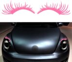 TOMALL 2Pcs Car Headlight Eyelashes Vinyl Stickers Waterproof Personality Cute Decoration Fake Eyelash Decals for Car Truck Headlamp Headlight (Pink)