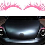 TOMALL 2Pcs Car Headlight Eyelashes Vinyl Stickers Waterproof Personality Cute Decoration Fake Eyelash Decals for Car Truck Headlamp Headlight (Pink)
