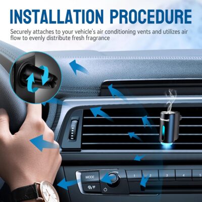 Featwell Car Air Freshener, Three Adjustable Modes Intelligent Car Aroma Diffuser, Rechargeable Car Aroma Diffuser, Black - Image 4