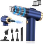 Handheld Car Vacuum Cleaner, 2-in-1 Portable Mini Car Vacuum Cleaner,16000Pa High Power & Air Duster, Handheld Vacuum Cordless with LED Light and Multi-Nozzles for Car,Home,Office,Pet(Blue)