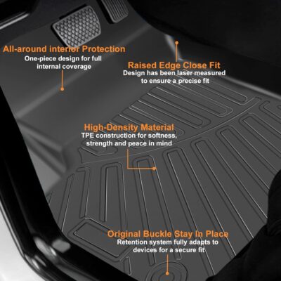 Floor Mats Fits for Honda CR-V 2023 2024 2025(NOT for Hybrid), All Weather Protection TPE Anti-Slip Automotive Floor Liners, Includes 1st and 2nd Row Full Set Liners, Odorless Anti-Slip Mats Black - Image 7