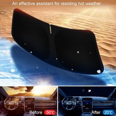 Car Sun Shade for 2019-2024 2025 2026 Chevy Silverado 1500 Windshield Sun Shade, Sun Visor Windshield Screen Cover for GMC Sierra Front Window Sunshade Foldable Auto Interior Accessories - Image 3