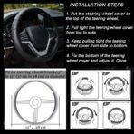 Valleycomfy Microfiber Leather Steering Wheel Cover Universal 15 inch (Black) - Image 5