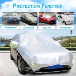 Half Car Cover with Cotton All Weather Car Body Covers Outdoor Indoor for All Season Waterproof Dustproof UV Resistant Snowproof Universal (Fit MPV/SUV Length 184'' to 195''), Silver - Image 3