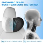 Universal Car Neck Pillow, Memory Foam Car Headrest Pillow for Neck Support, Breathable Removable Cover & Adjustable Strap, Ergonomic Design for Driving Comfort, Neck Pain Relief, Travel (Light Grey) - Image 3