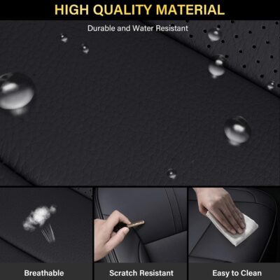 Coverado Chevy Silverado Seat Covers, Faux Leather Seat Covers Fit for Chevy Silverado GMC Sierra 2007-2025 1500, 2015-2025 2500HD 3500HD Crew Double Extended Cab (Front, Black) - Image 7