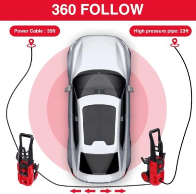 Electric Pressure Washer, 1850 PSI Max,1.0 GPM, 5" Wheels, 18M Cord/Hose Length Max, Power Washer for Patio, Car, Driveway, Fence & Home Cleaning - Image 9