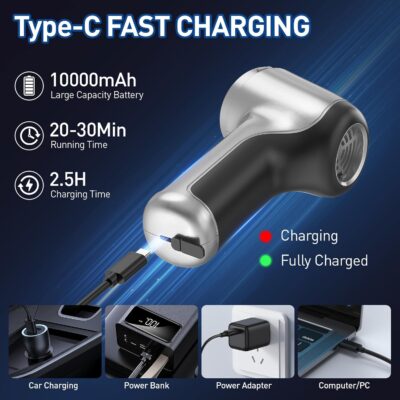 AHNR Handheld Car Vacuum Cleaner Cordless with Brushless Motor, 20000PA High Power Vacuum Cleaner & Air Duster, 3 in 1 Keyboard Portable Mini Hand Held Vacuums Cleaner for Car Home - Image 7