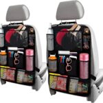 2 Pcs Backseat Car Organizer - Universal 23.4x16" Back Seat Car Organizer with 9 Large Pockets & Clear Tablet Holder, Made of Reliable Polyester with Long and Strong Straps - Easy to Attach & Clean
