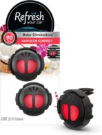 Refresh Your Car Mini Diffuser Car Air Fresheners, Hawaiian Sunrise Scent, 2 Pack, Convenient Car Diffuser