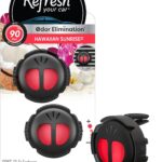 Refresh Your Car Mini Diffuser Car Air Fresheners, Hawaiian Sunrise Scent, 2 Pack, Convenient Car Diffuser