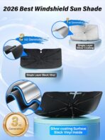 2026 TrySpace Car Windshield Sun Shade Umbrella - [Silver Heat Shield & UV Reflective] Protector for Cars, Universal Fit Medium (56"x31") | 25°F Cooler, Friendly Vinyl Coatings Medium - Image 4