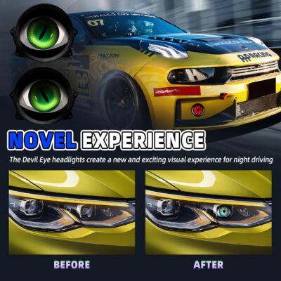 SUBPLUSIX Demon Eye Headlights for Motorcycles, 2PCS LED Dynamic Devil Eyes Light Kit with HD Lens, 31 Animated Eye Patterns, Universal 12-36V Eyeball Lights for Motorcycle, Car Accessories - Image 2