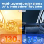Windshield Sunshade for Dodge RAM 1500 2019-2023 2024 2025 2026 - Innovative No-Light-Pass Technology, Mirror Cut-Out, Blocks 99% UV Rays, Fade-Resistant, Easy-Fold RAM 1500 Windshield Sun Shade - Image 3