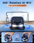 Dash Cell Phone Car Mount, Multifunctional Car Dashboard Mobile Phone Holder, 360 Rotatable Non Slip Mat Universal Car Phone Stand Hands Free, Compatible with iPhone, Samsung, Google, Android - Image 4