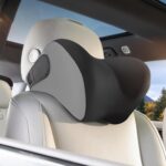 BEBAS Car Headrest Pillow, Memory Foam Neck Support Pillow for Cars - Ergonomically Designed for Long Drives, Travel & Commuting, Pain Relief with Removable & Washable Cover (Black Gray, 1-Pack)