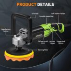 Buffer Polisher, 1600W 6"/7" Rotary Car Polisher with 7-Speed(1600-3500 RPM), Car Buffers and Polishers Kit for Cars, Boats, Floors, Furniture - Image 8