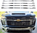 Chrome Grille Grill Overlay Trim 4 Piece Compatible With 2024 2025 2026 Chevy Silverado 2500 3500 HD WT, LT, CUSTOM