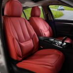 Coverado Car Seat Covers Full Set, Seat Covers for Cars, Red Car Seat Covers Front Seats and Back Car Seat Protector Waterproof, Leather Car Seat Cushion Universal Fit for Most Cars Blue - Image 2