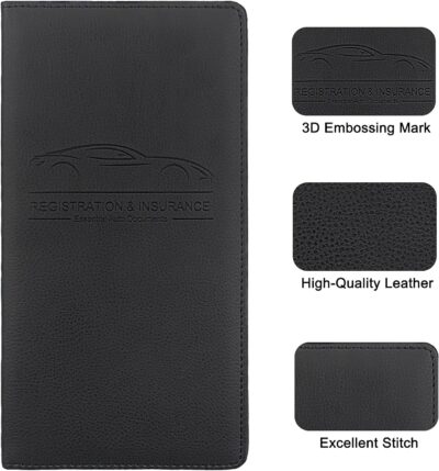 Premium Car Registration & Insurance Card Holder with Magnetic Shut, Vehicle Glove Box Car Organizer - For Documents, Cards, License (Black) - Image 5