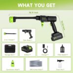 Cordless Pressure Washer 260W,Portable Electric Power Washer with 6-in-1 Nozzle,700PSI High-Pressure Handheld Washer for Car Floor Yard Patio Garden Fence,10×1200mAh Battery,17FT Hose (L) - Image 8
