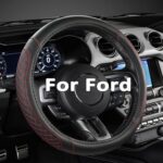 West Llama Car Steering Wheel Cover for Ford Escape,Explorer,Fusion,Focus,Bronco,Transit,Edge(Diamond Quilted - Black+Red- Standard Size)